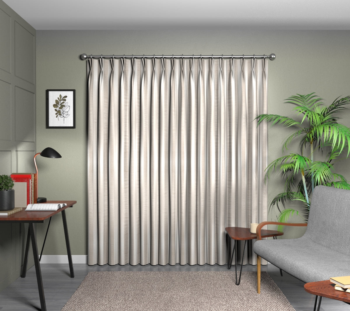 Raphael Vanilla Double Pleat Curtain