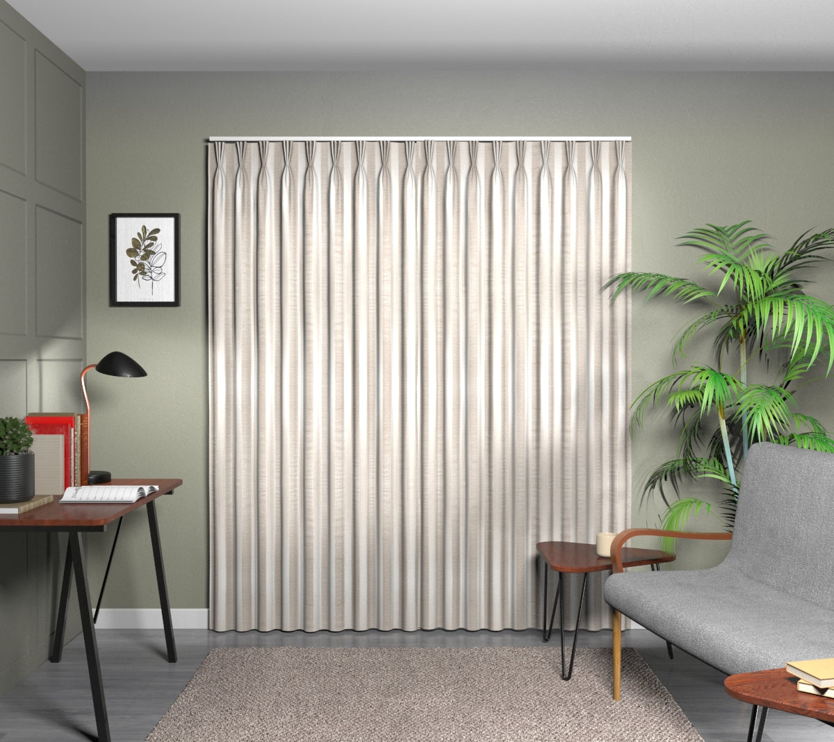 Raphael Vanilla Triple Pleat Curtain