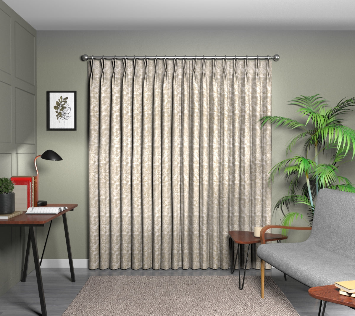 Moondust Parchment Double Pleat Curtain
