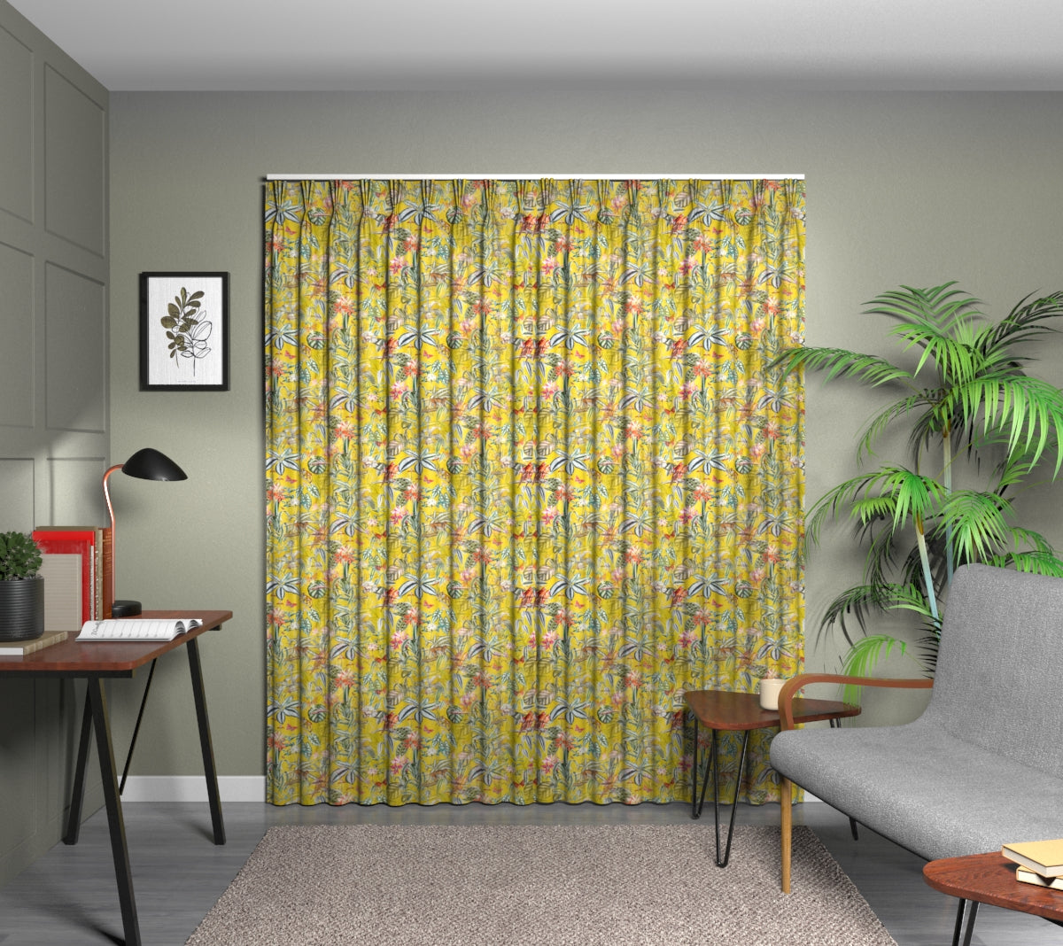 Barbados Citron Triple Pleat Curtain
