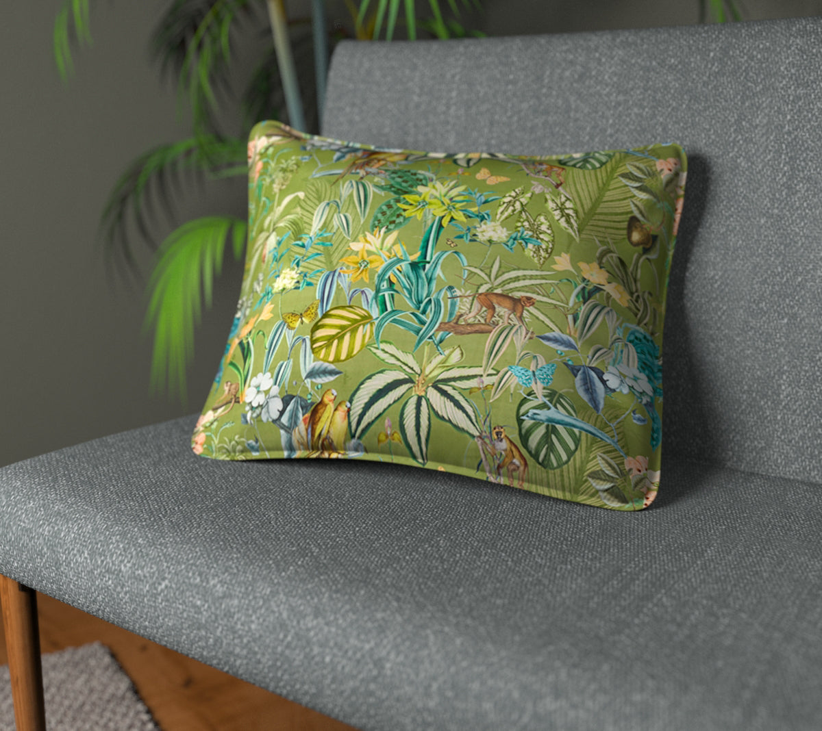 Barbados Palm Piped Cushion