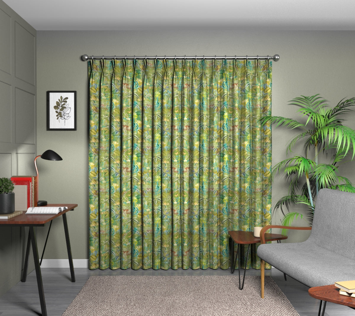 Barbados Palm Double Pleat Curtain