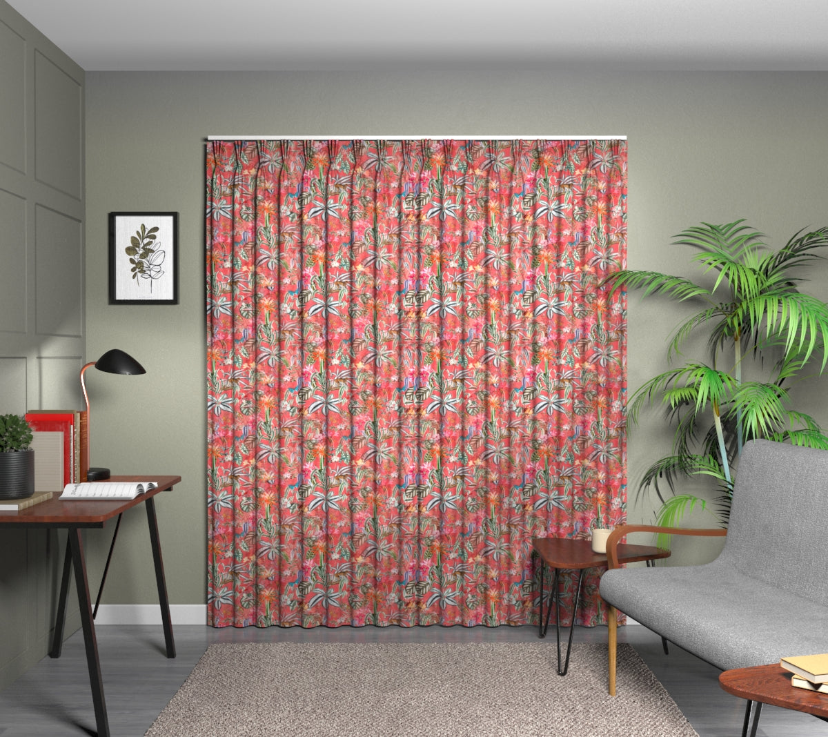 Barbados Watermelon Triple Pleat Curtain