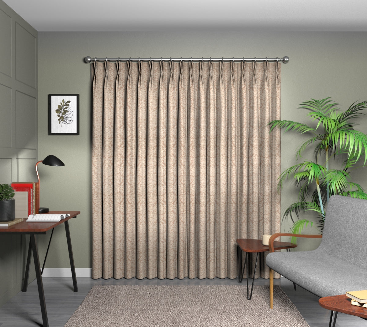 Hartfield Nude Double Pleat Curtain