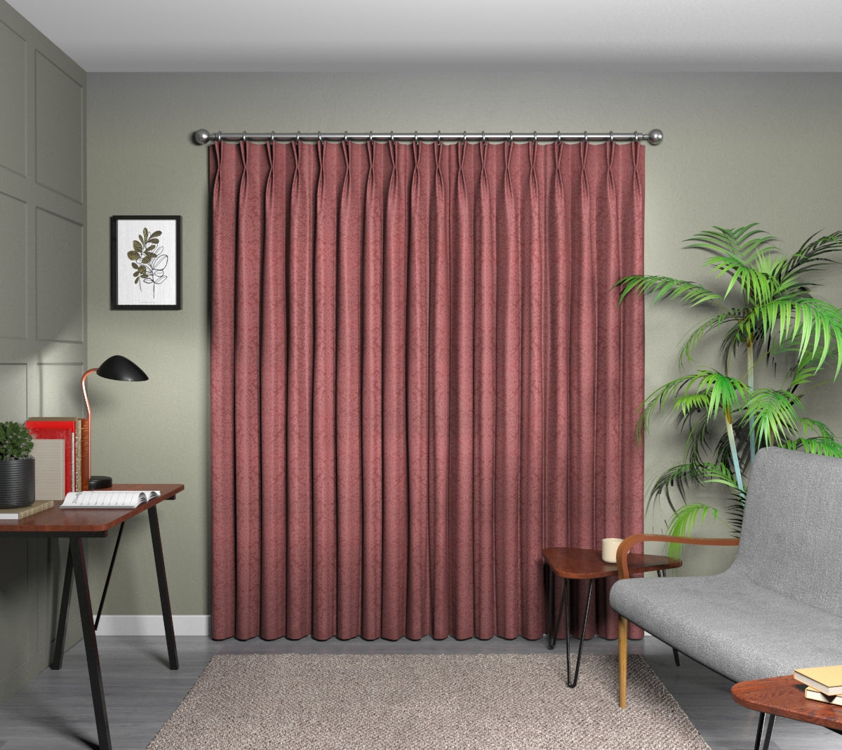 Hartfield Cherry Double Pleat Curtain