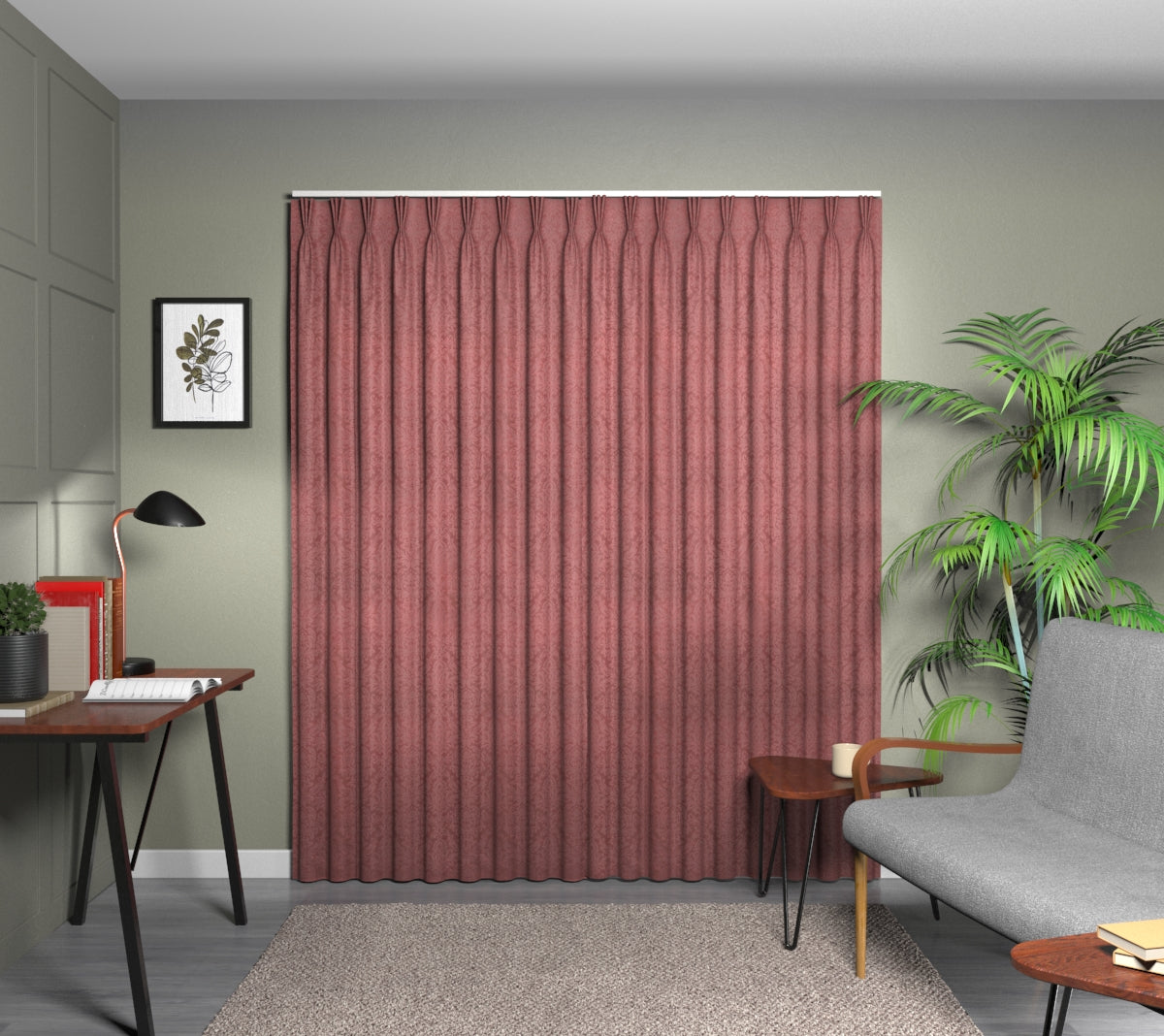 Hartfield Cherry Triple Pleat Curtain