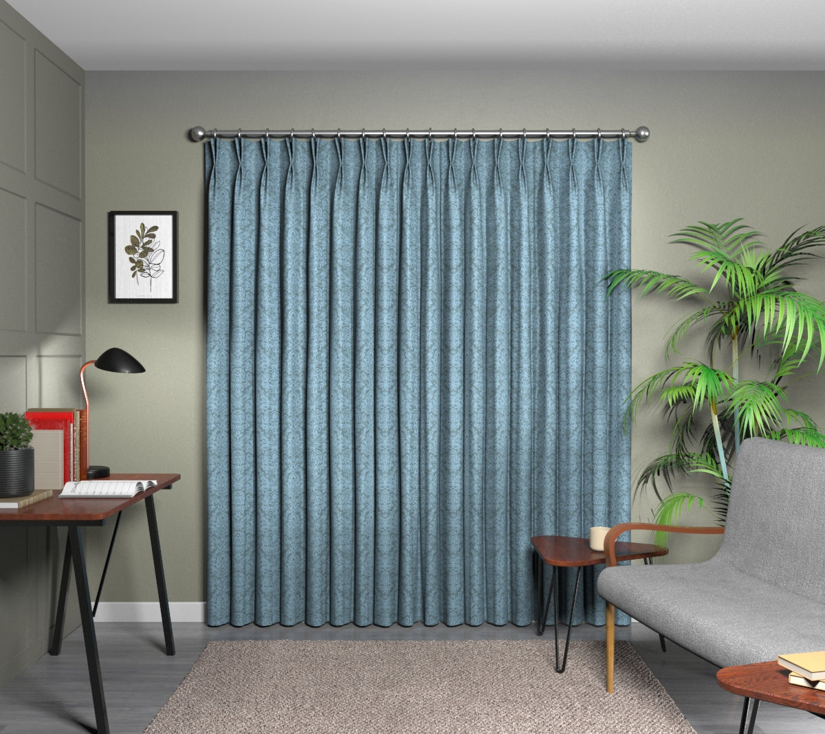 Hartfield Bluebell Double Pleat Curtain