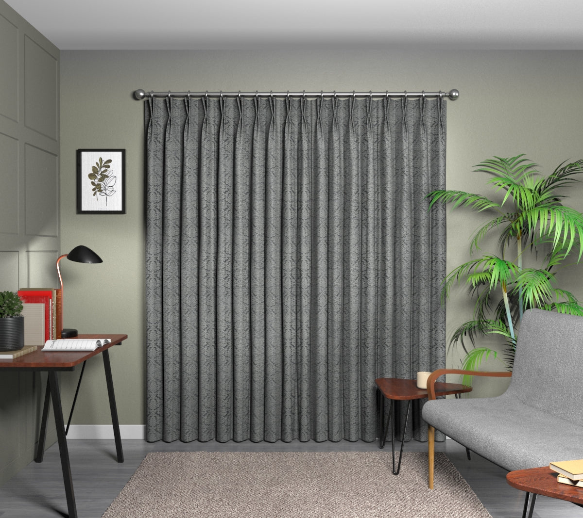 Hartfield Nickel Double Pleat Curtain