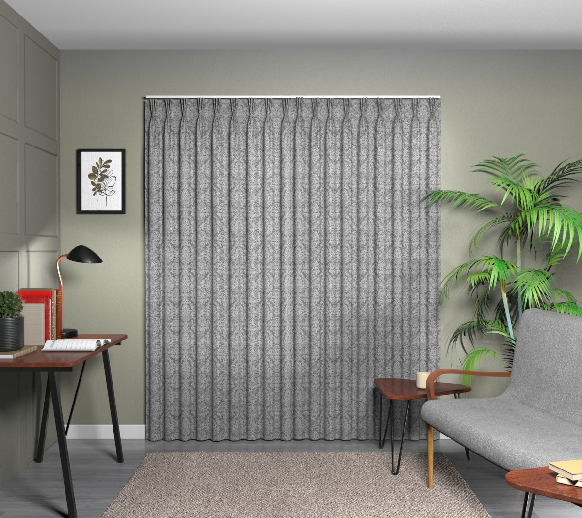 Hartfield Pewter Triple Pleat Curtain