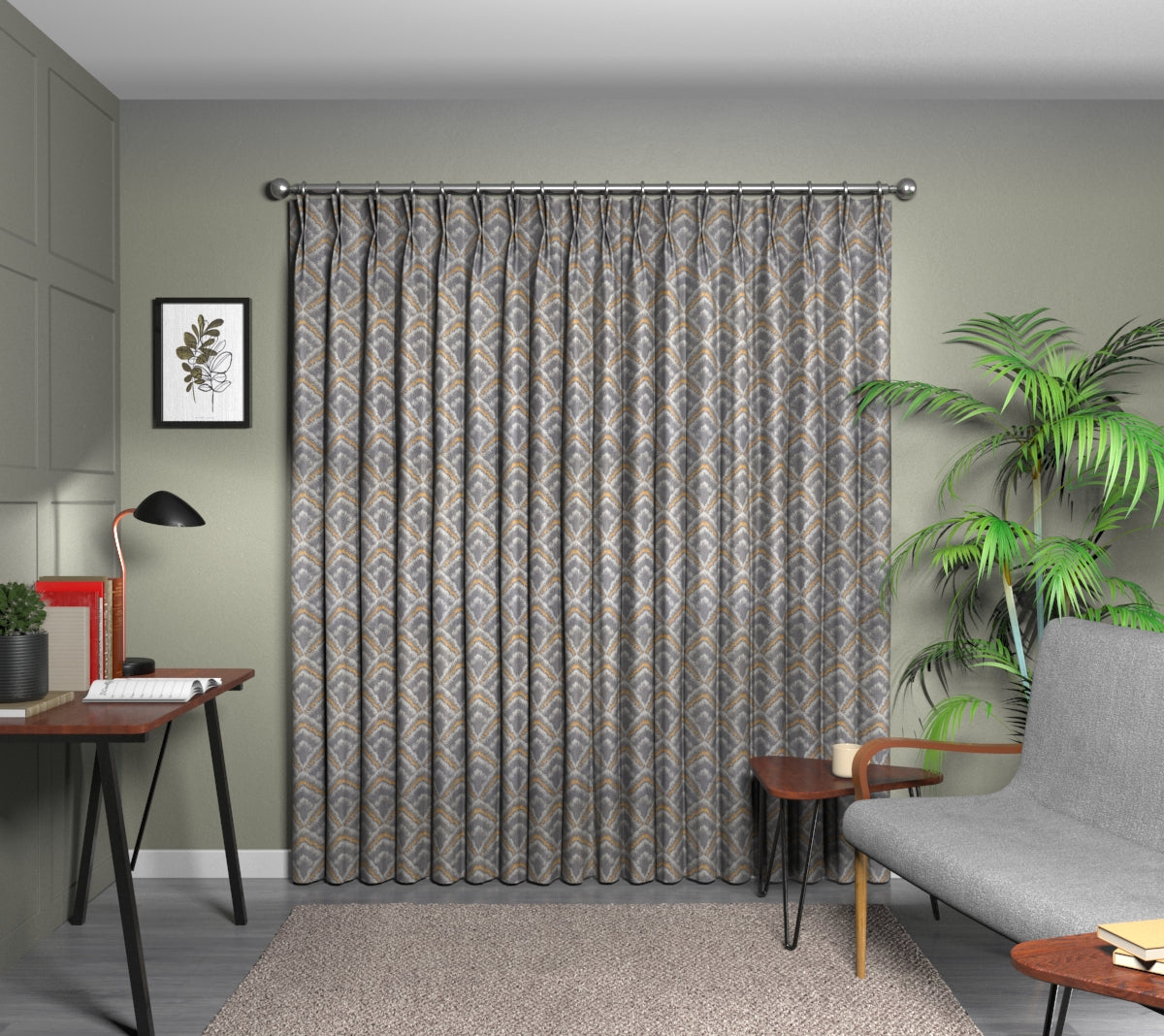 Assam Pepperpod Double Pleat Curtain