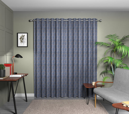 Assam Indigo Eyelet Curtain