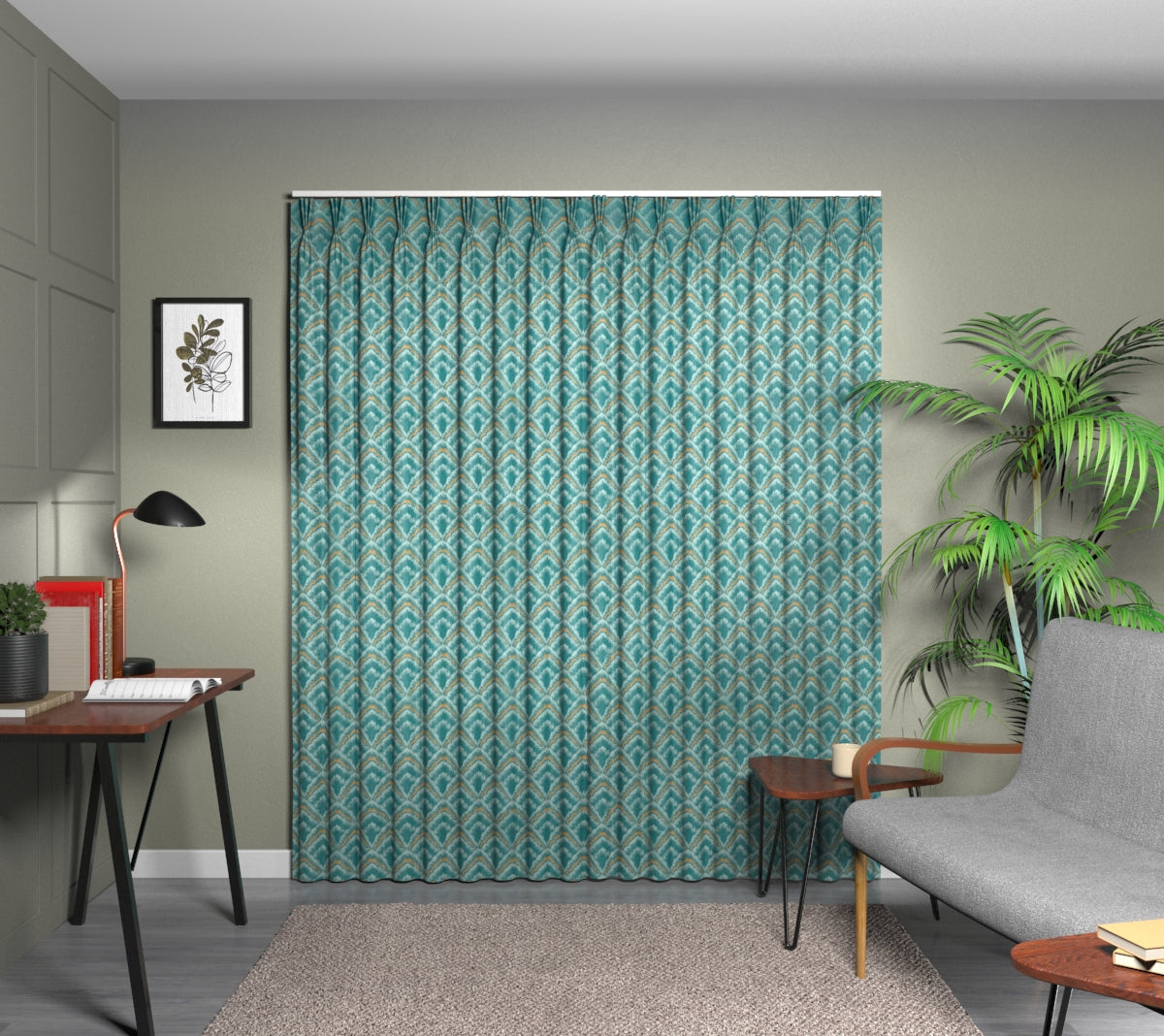 Assam Ocean Triple Pleat Curtain