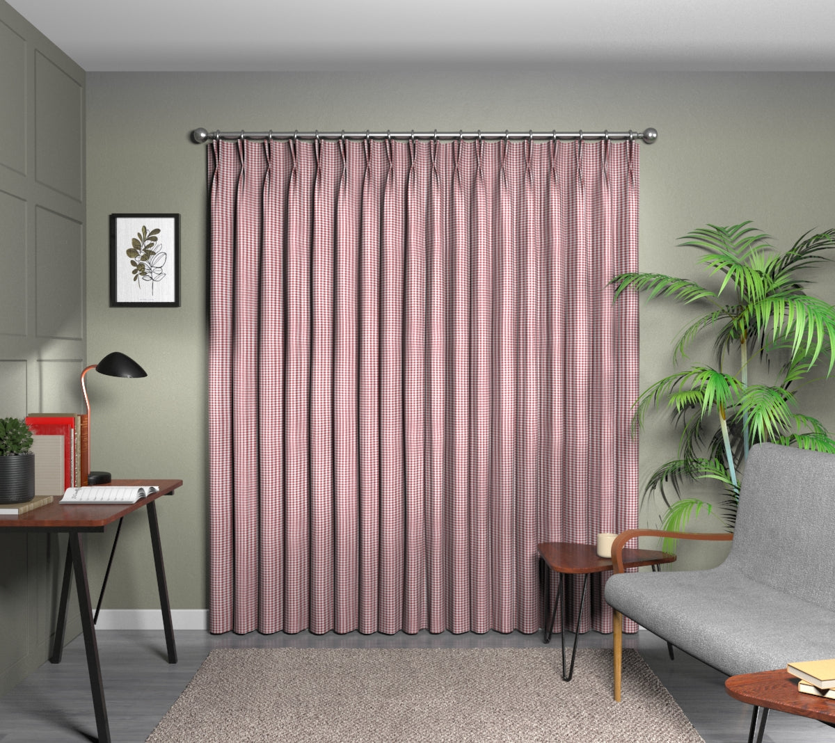 Arlington Strawberry Double Pleat Curtain