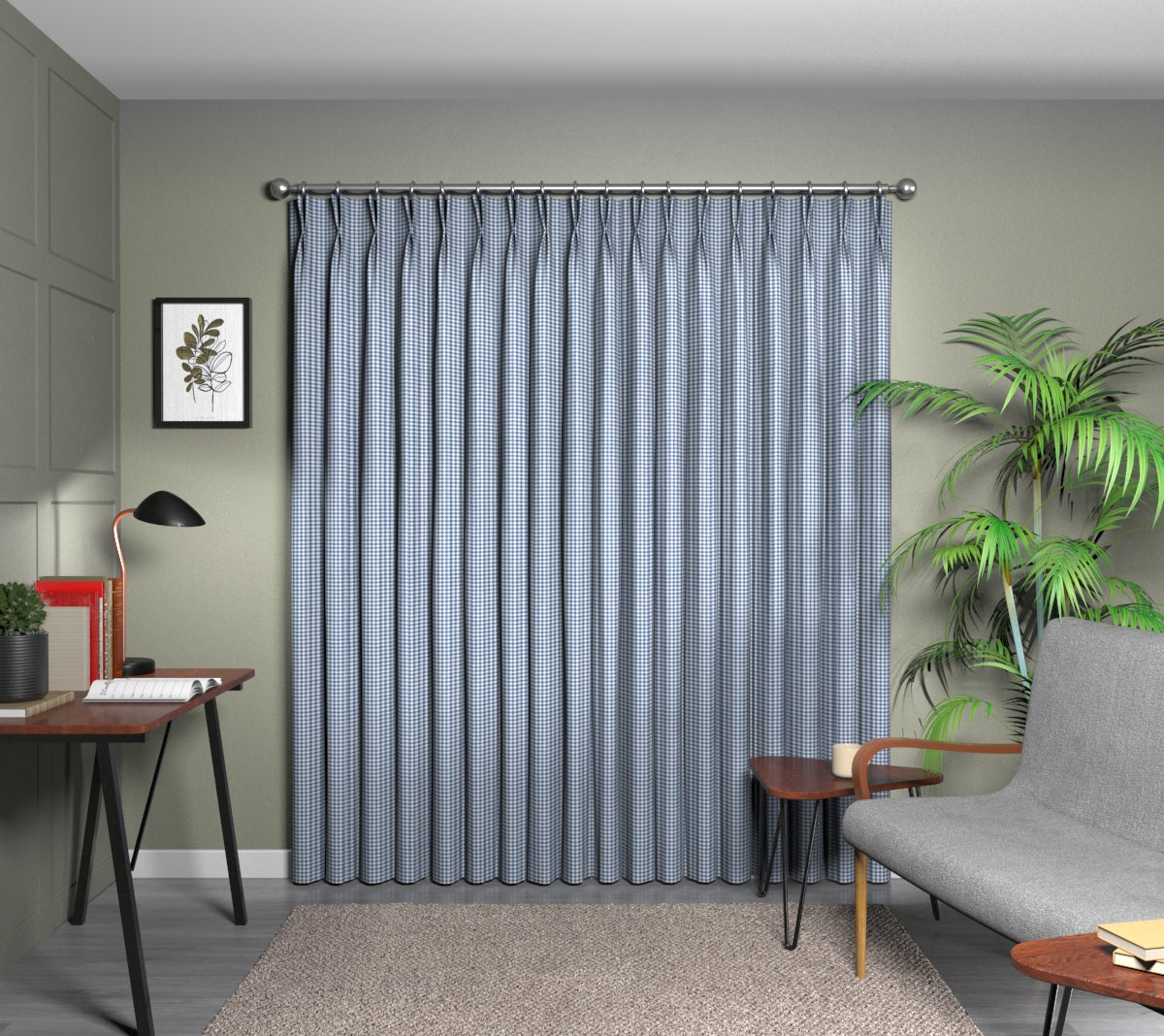 Arlington Cobalt Double Pleat Curtain