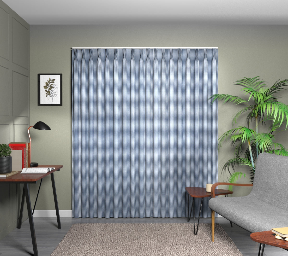 Arlington Cobalt Triple Pleat Curtain