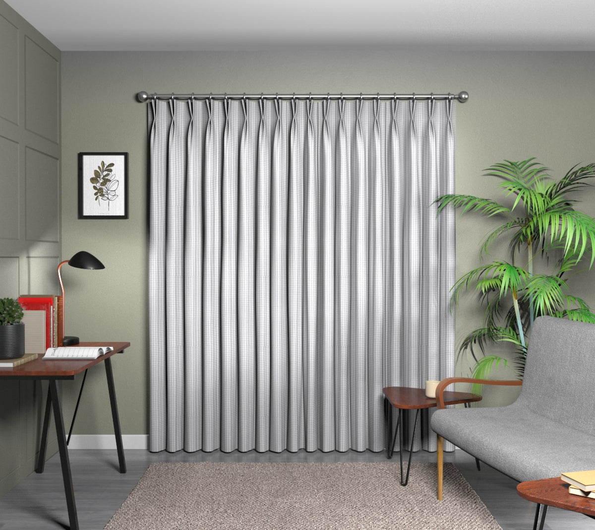 Arlington Silver Double Pleat Curtain