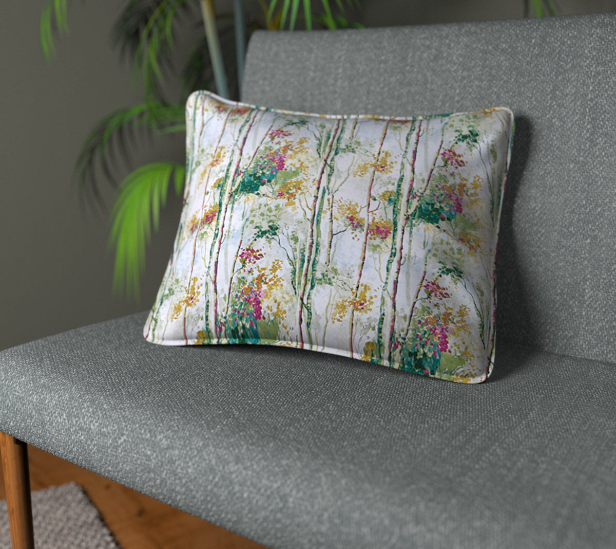 Silver Birch Orchid Piped Cushion