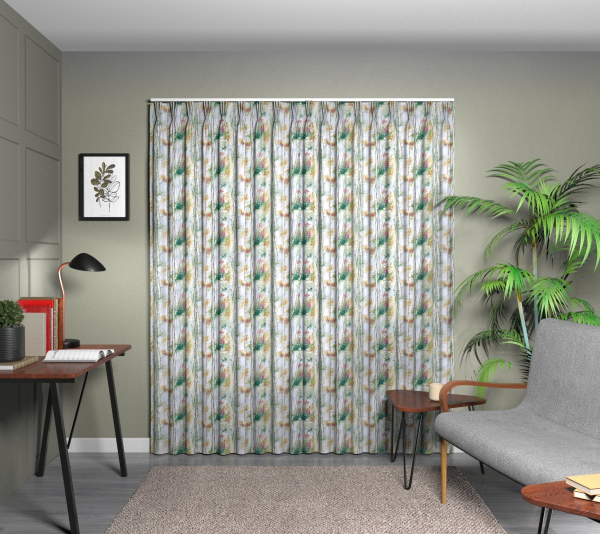 Silver Birch Orchid Triple Pleat Curtain