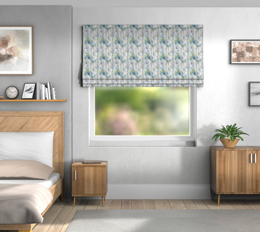 Silver Birch Larkspur Roman Blind