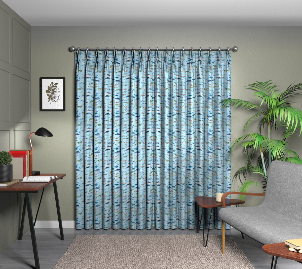 Whale Watching Pacific Double Pleat Curtain