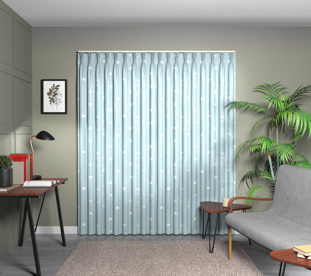 Twinkle Porcelain Triple Pleat Curtain