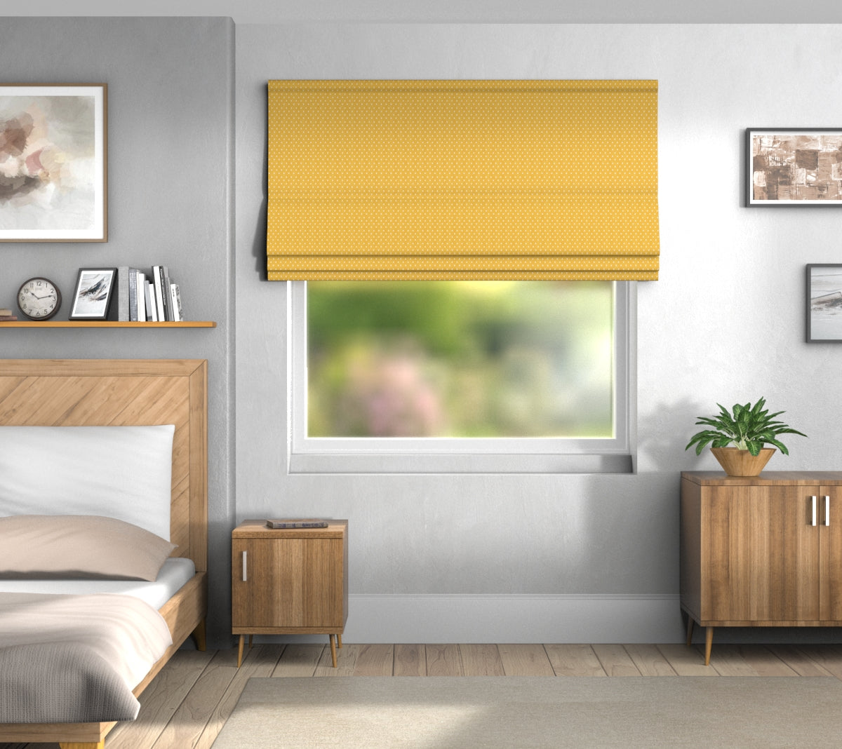 Full Stop Mustard Roman Blind