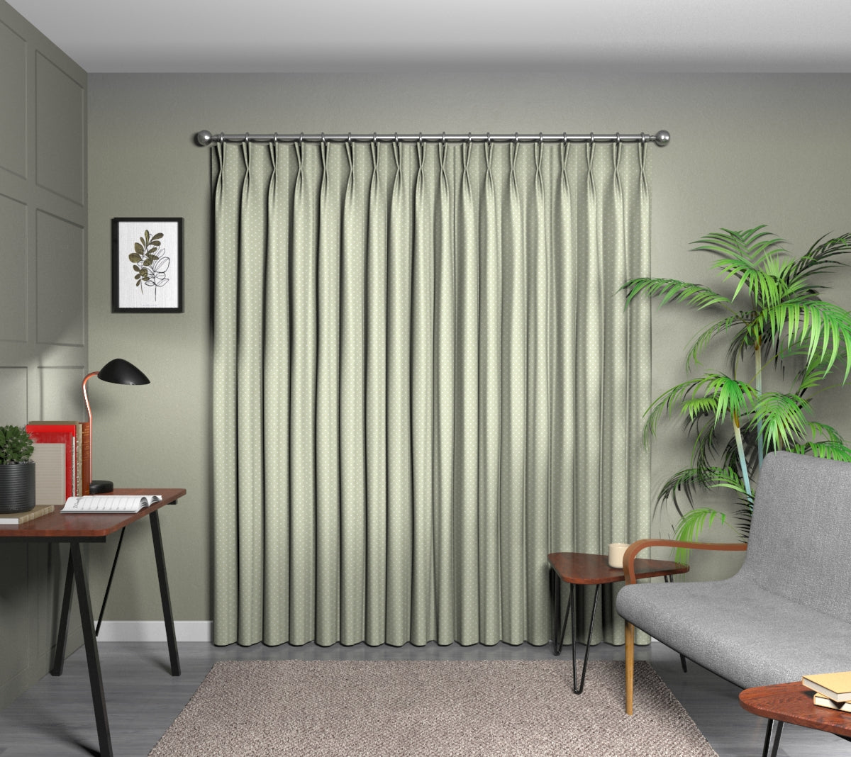 Full Stop Willow Double Pleat Curtain