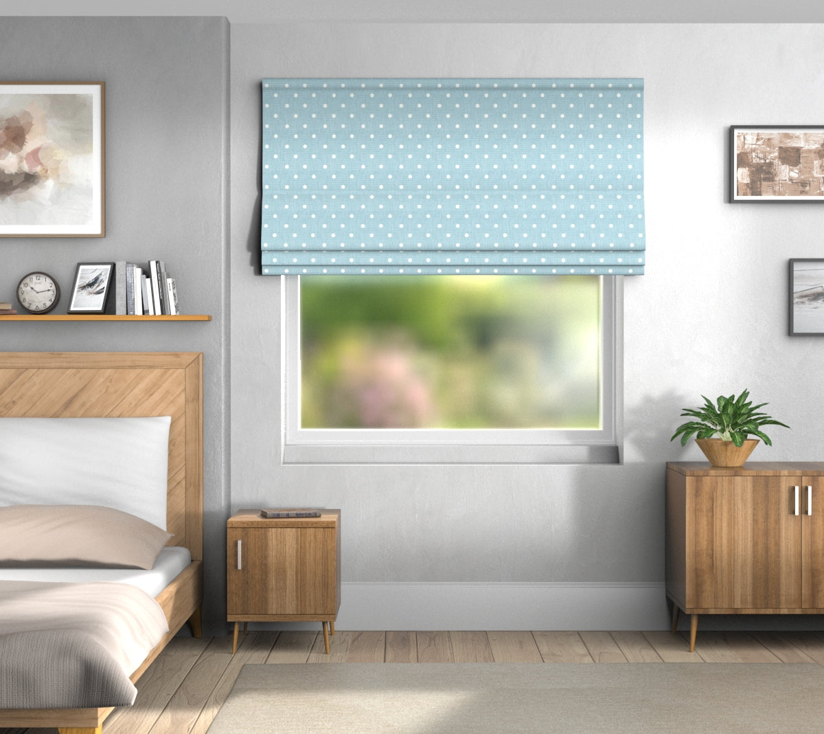 Full Stop Azure Roman Blind