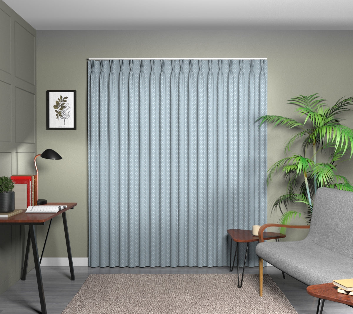 Full Stop Larkspur Triple Pleat Curtain