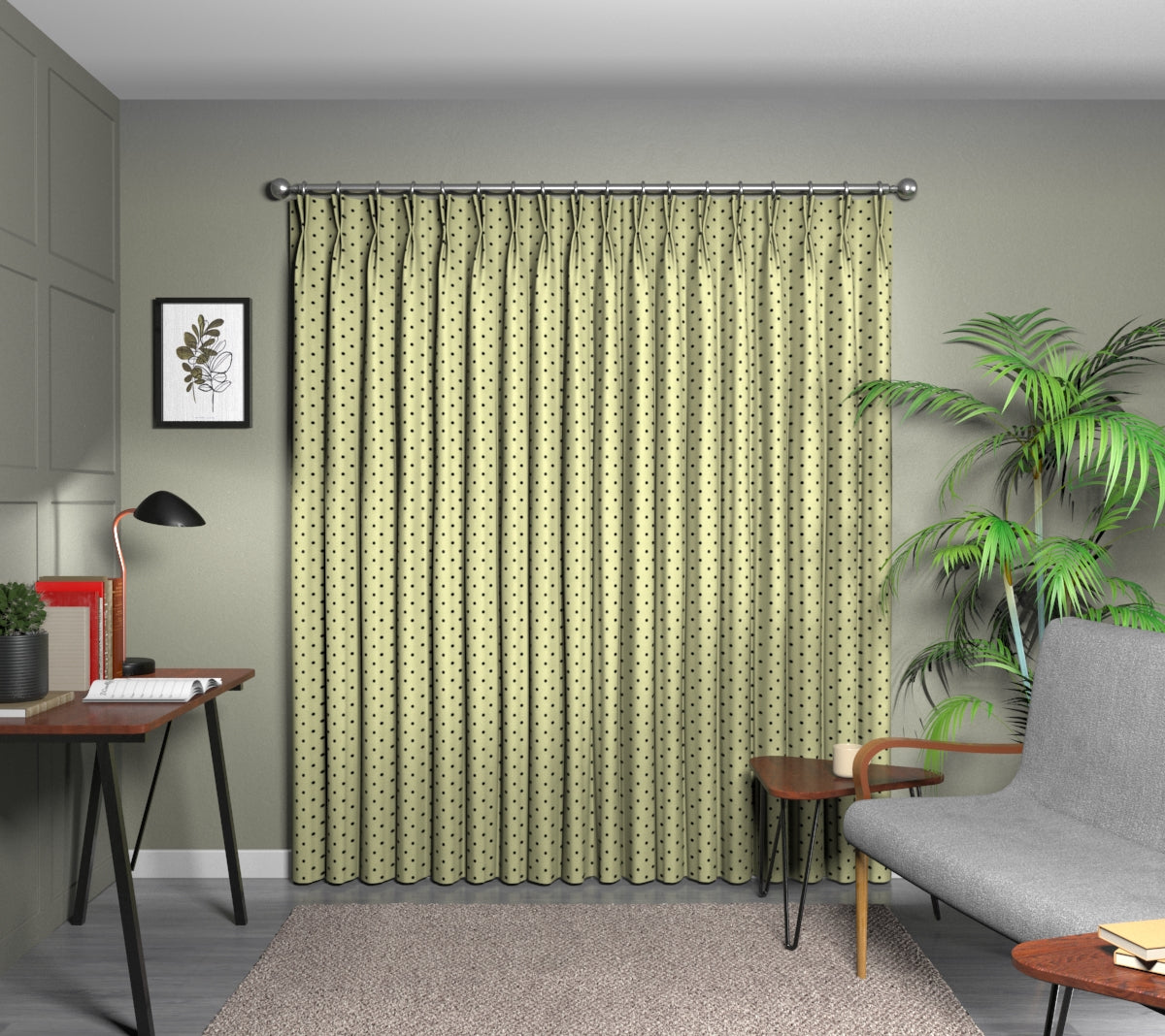 Full Stop Onyx Double Pleat Curtain