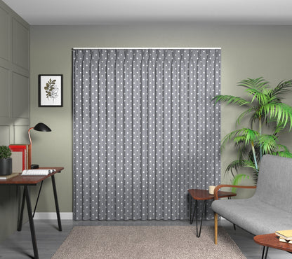 Full Stop Slate Triple Pleat Curtain