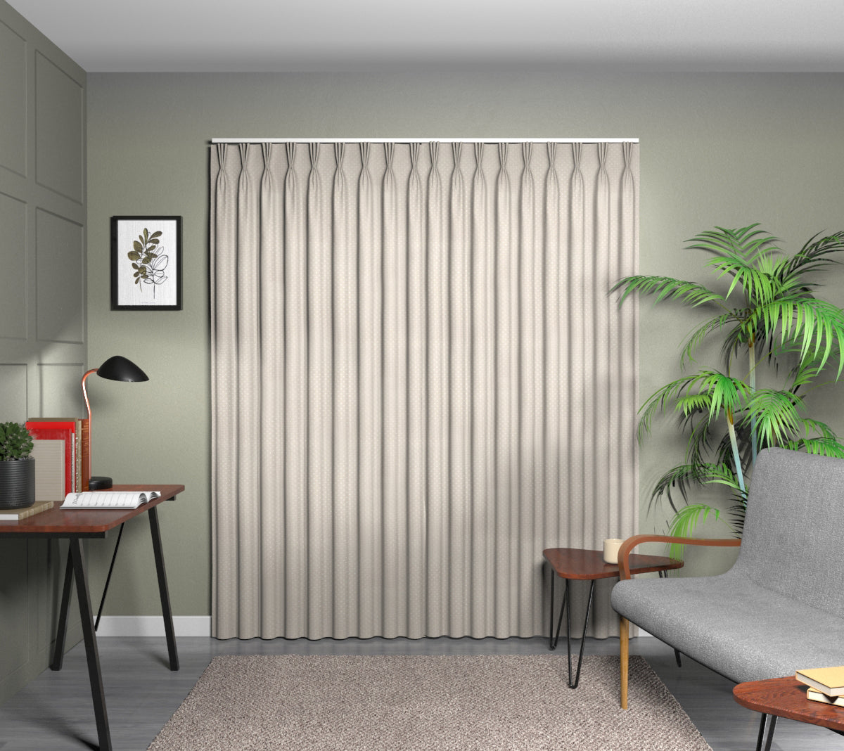 Full Stop Silver Triple Pleat Curtain