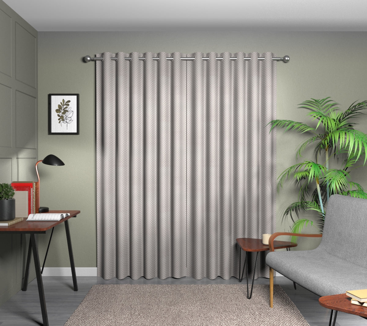 Full Stop Chrome Eyelets Curtain