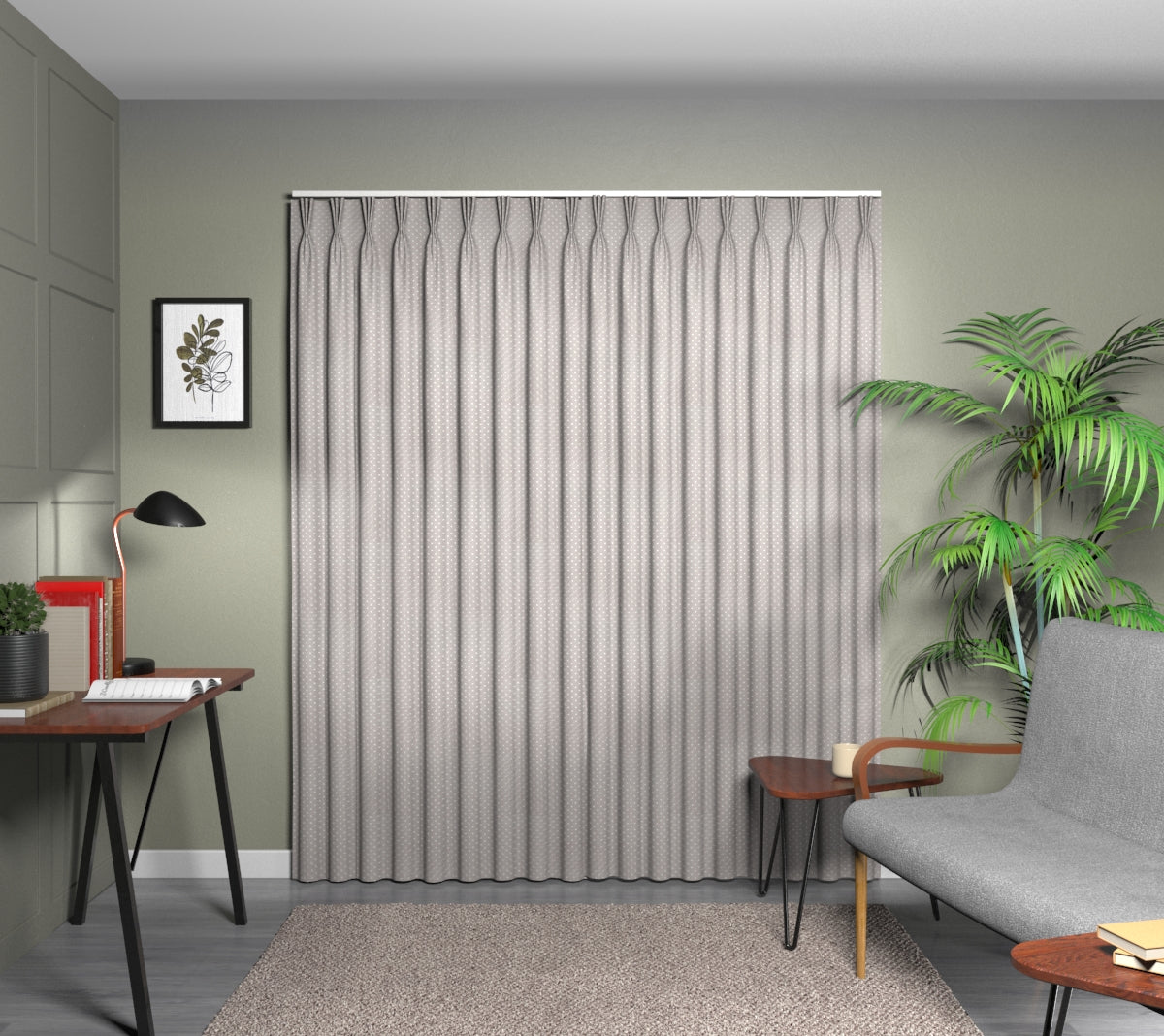 Full Stop Chrome Triple Pleat Curtain