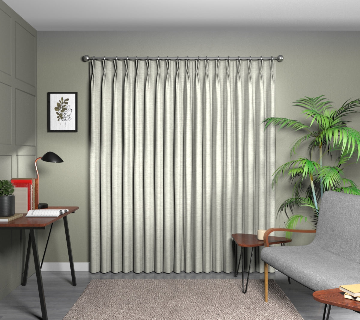 Logan Limestone Double Pleat Curtain