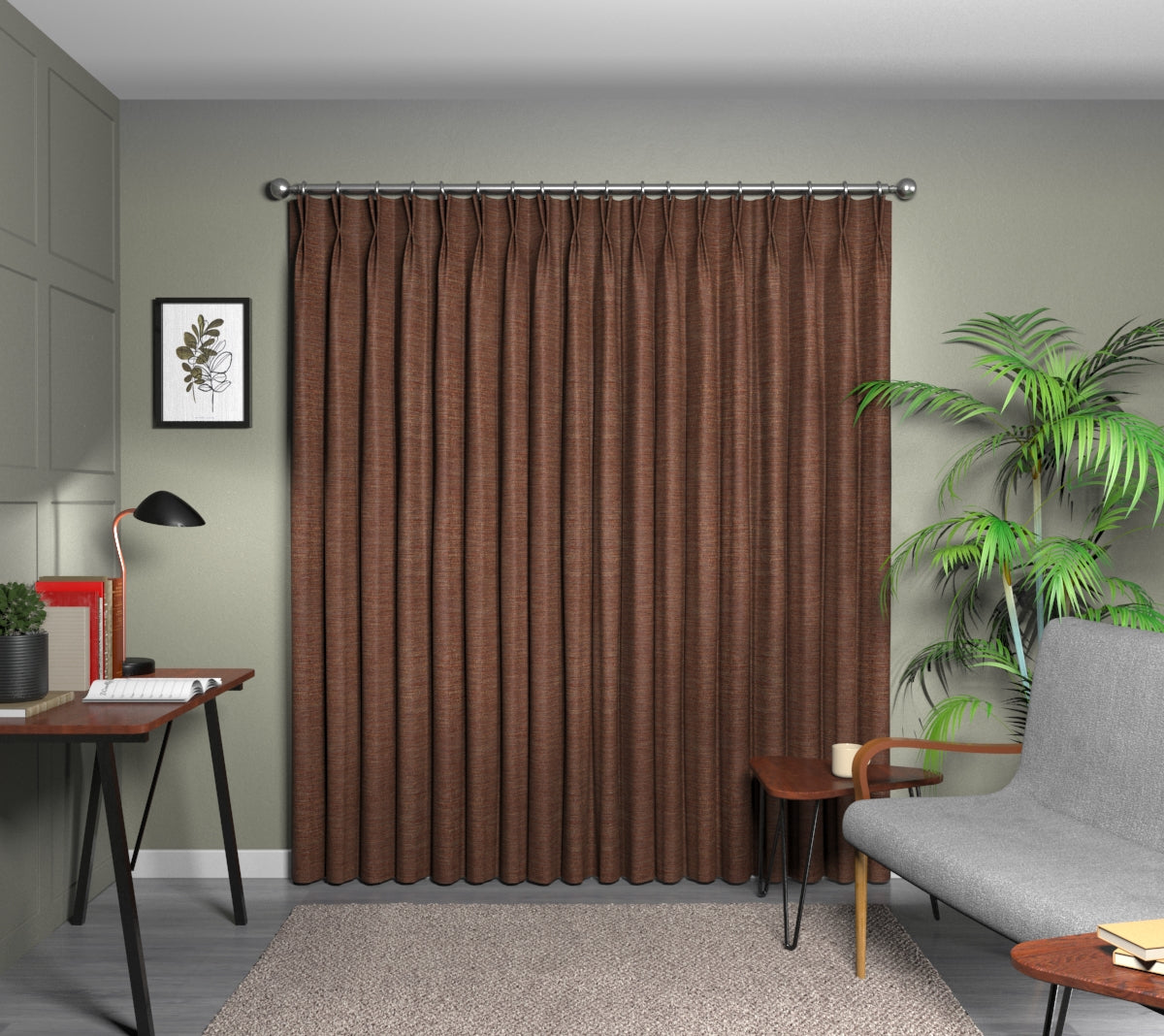 Logan Nutmeg Double Pleat Curtain