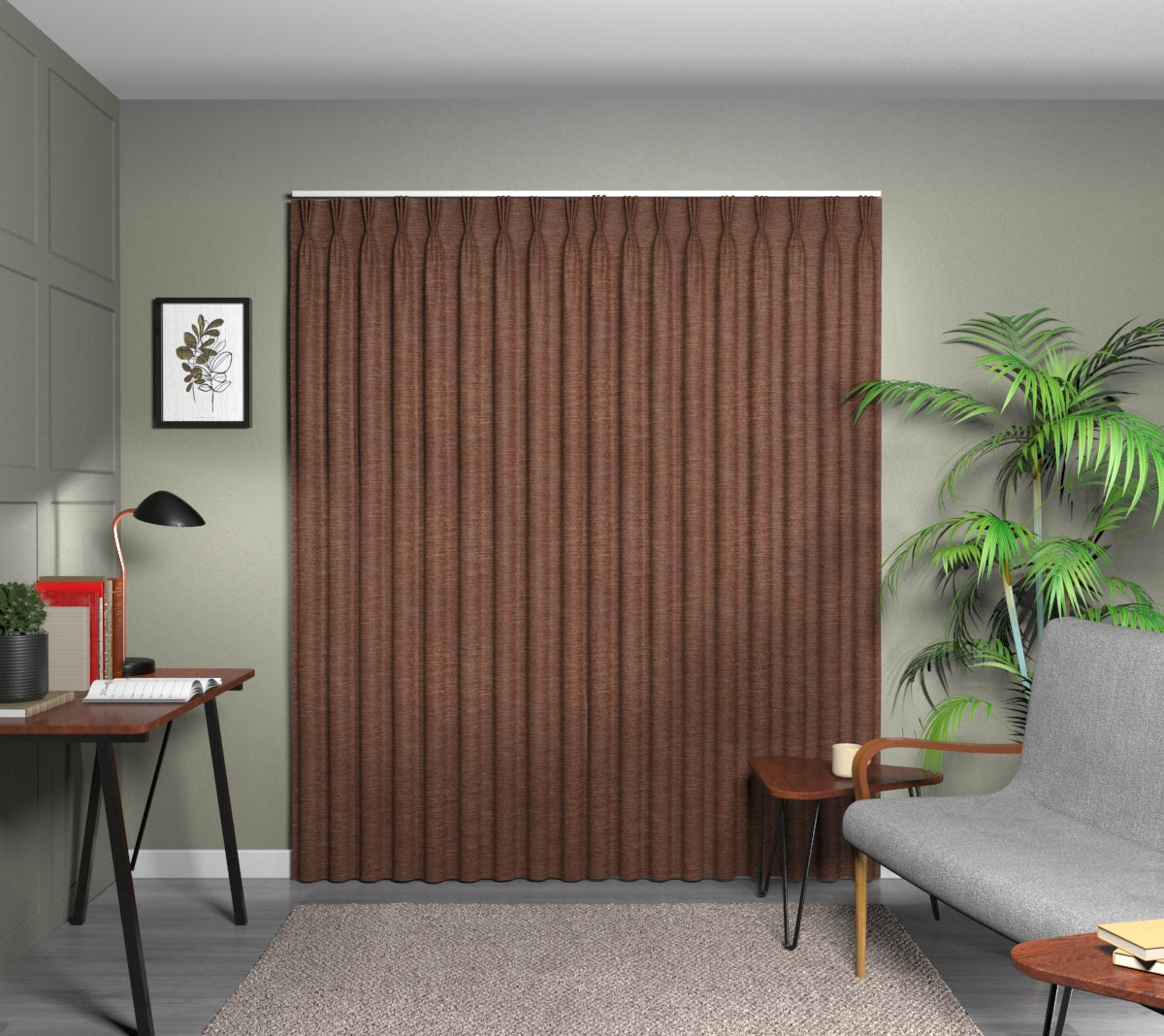 Logan Nutmeg Triple Pleat Curtain