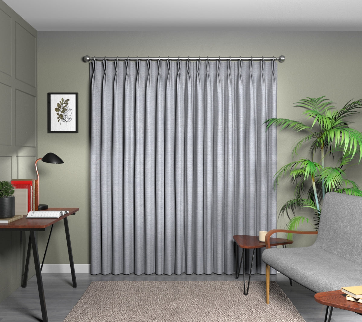 Logan Rock Double Pleat Curtain