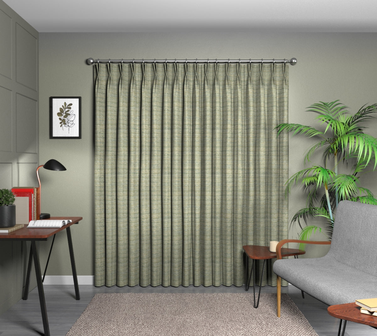 Logan Palm Double Pleat Curtain