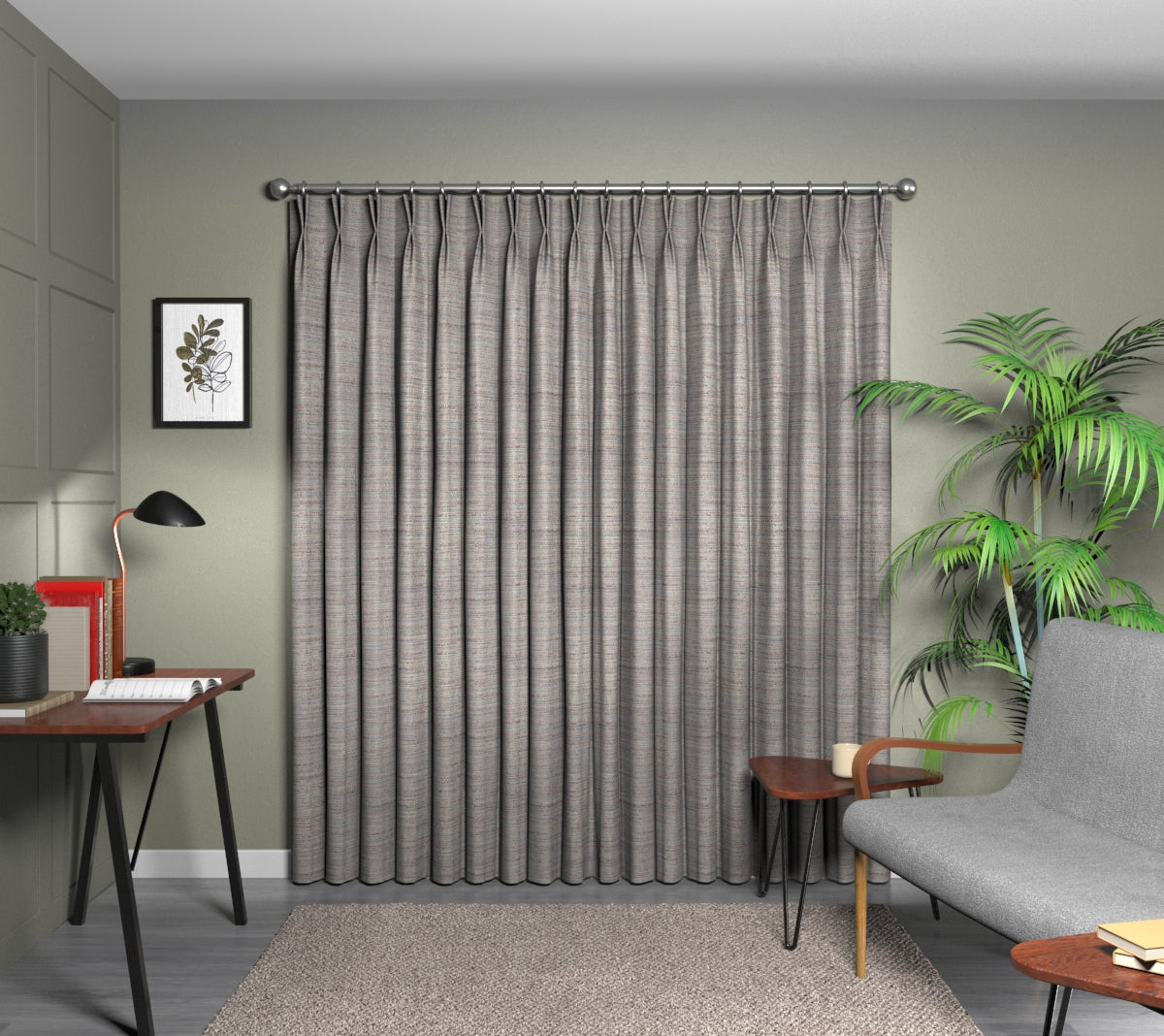 Logan Blueberry Double Pleat Curtain