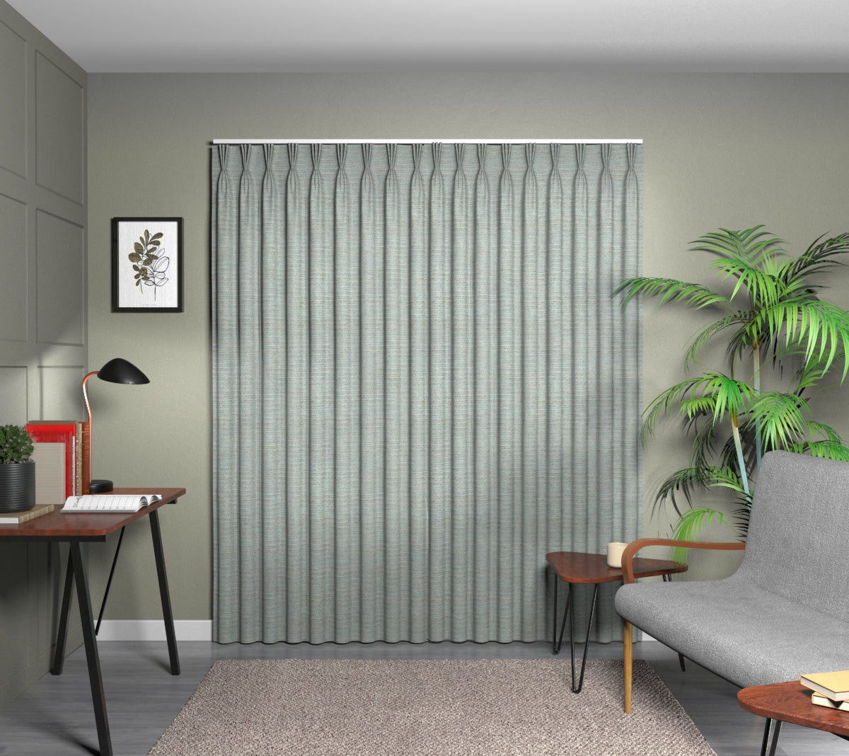 Logan Seafoam Triple Pleat Curtain