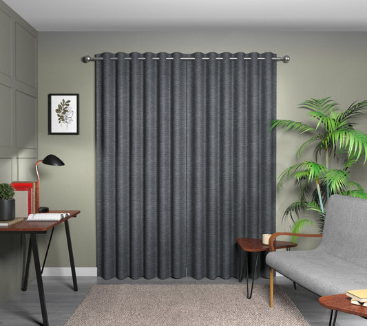 Logan Charcoal Eyelets Curtain