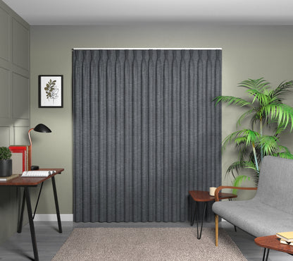 Logan Charcoal Triple Pleat Curtain