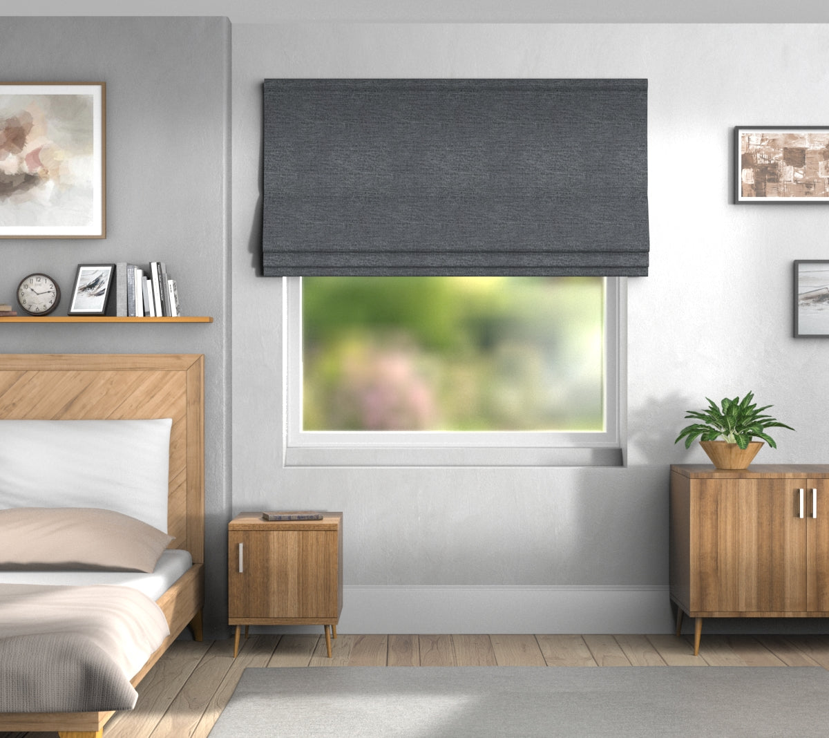 Logan Charcoal Default Roman Blind