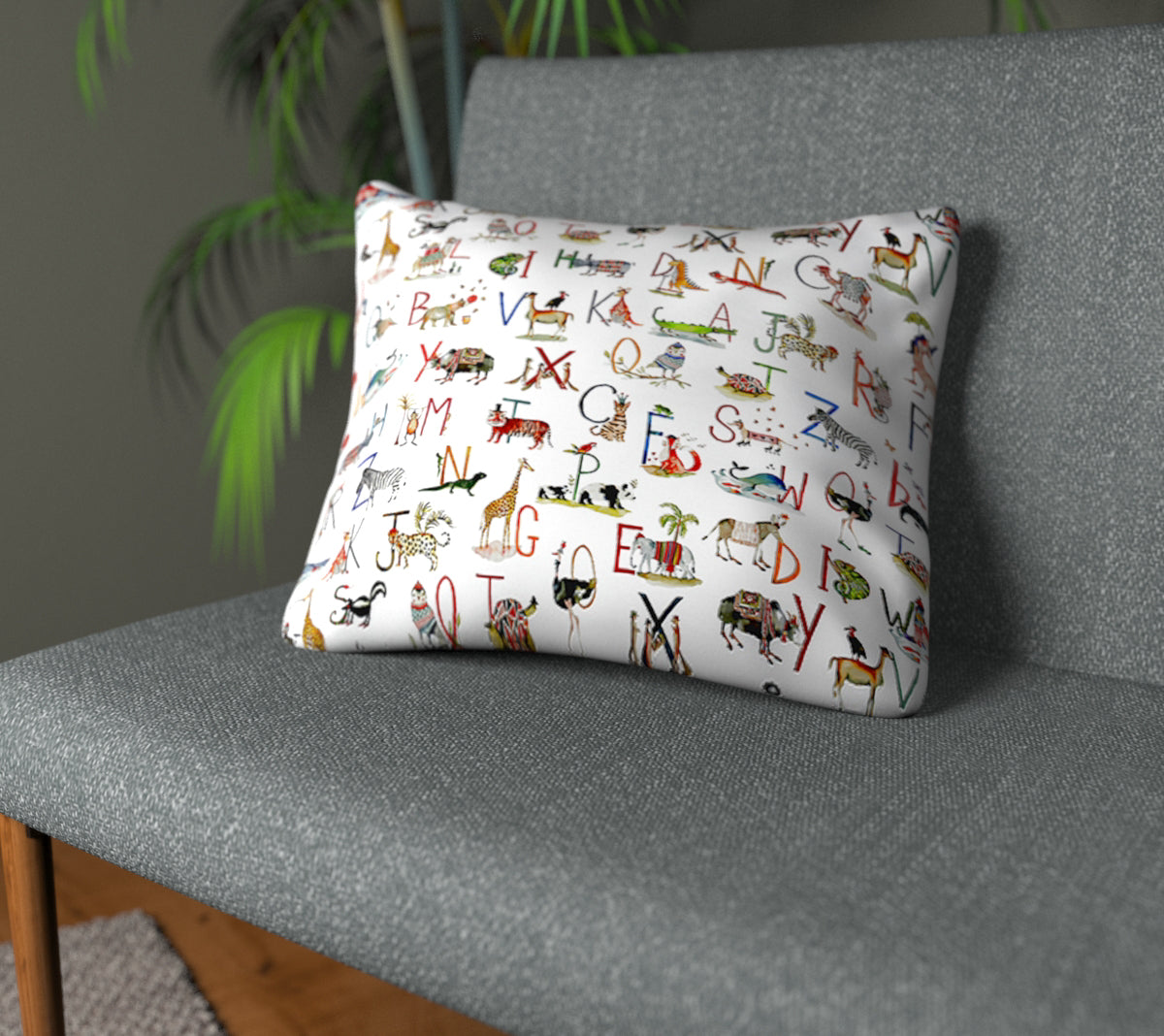 Animal Alphabet Paintbox Plain Cushion