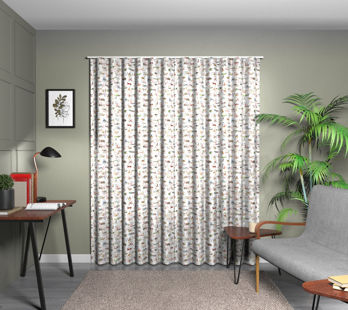 Animal Alphabet Paintbox Wave Curtain