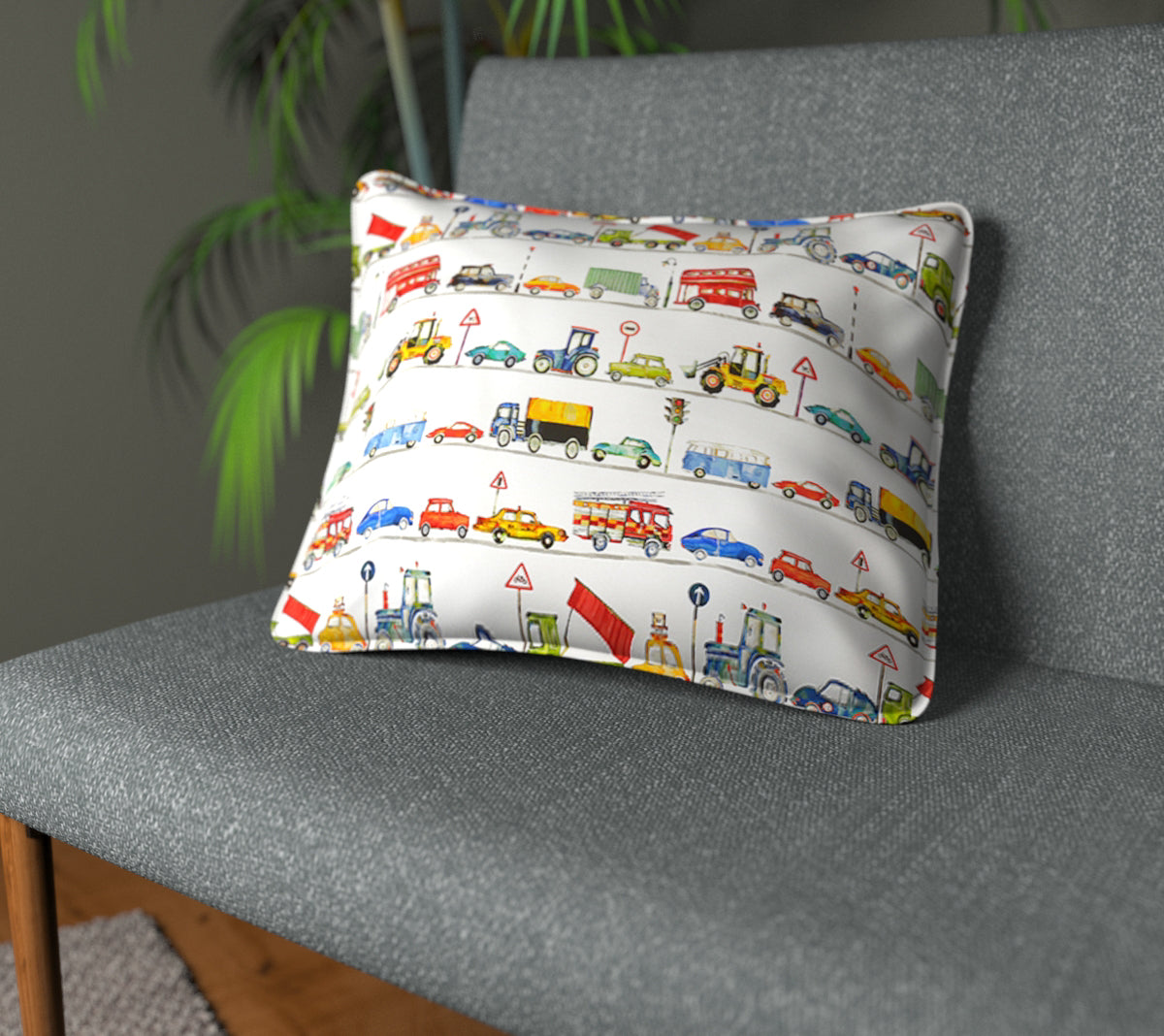 On The Road Paintbox Piped Cushion
