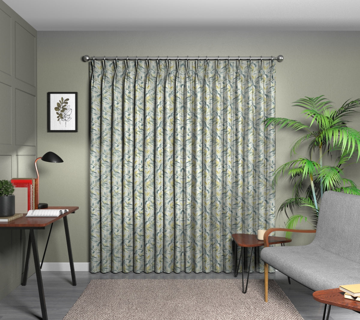 Ventura Chartreuse Double Pleat Curtain