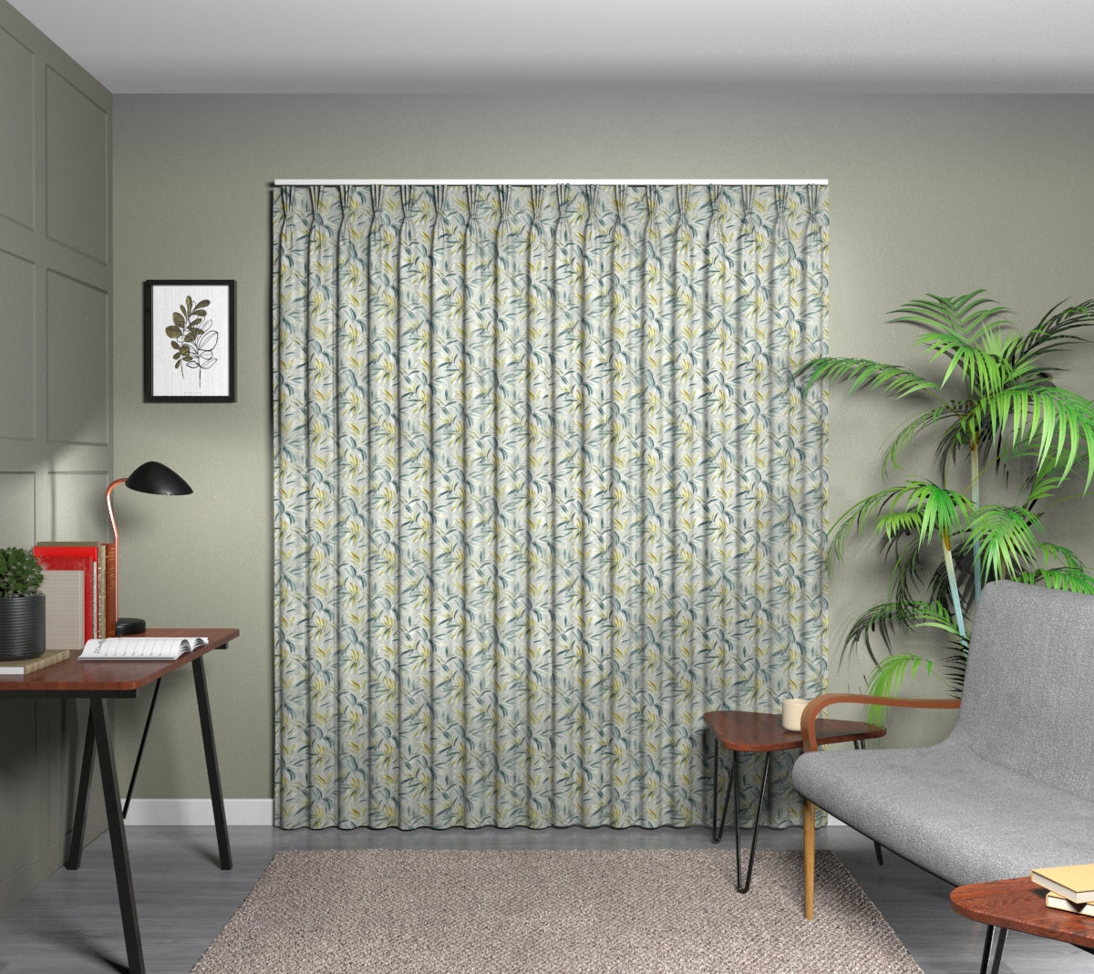 Ventura Chartreuse Triple Pleat Curtain