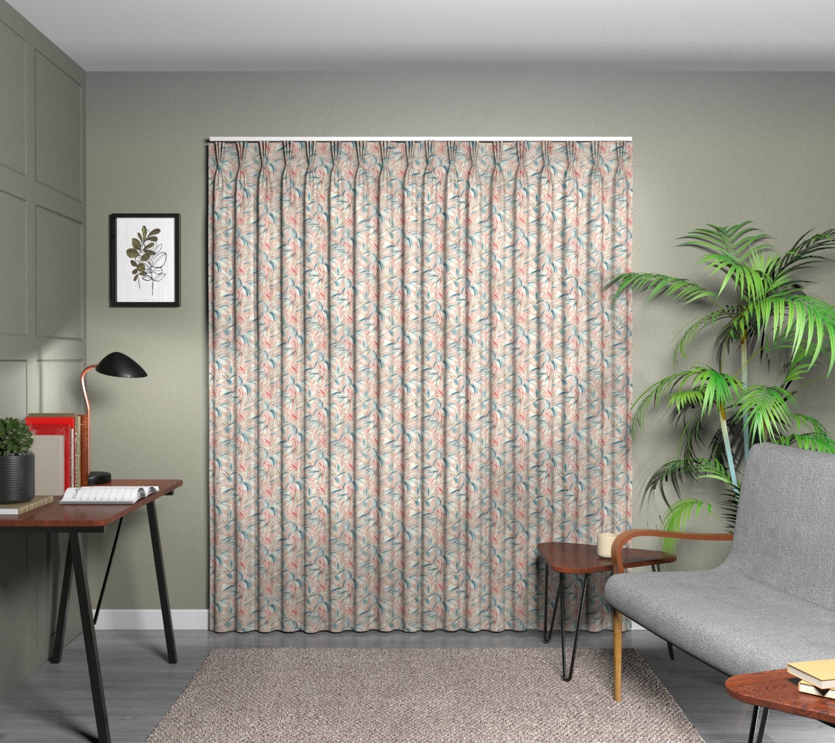 Ventura Flamingo Triple Pleat Curtain